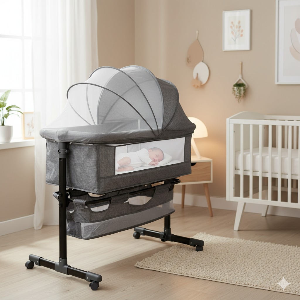 CUNA AJUSTABLE GRIS BEBÉ PRO MAX